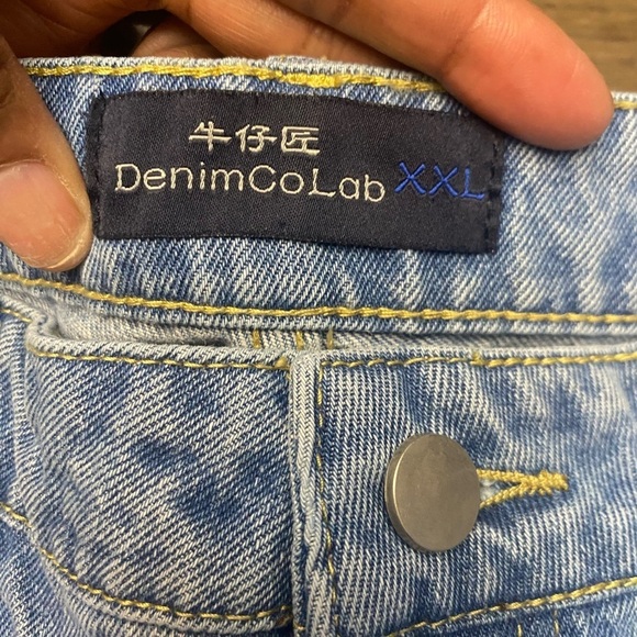 DenimColab Highwaisted Distressed Wide Leg Split Loose Hem XXL Jeans - Picture 6 of 10